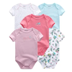 5 Piece Cartoon Boys and Girls Bodysuits Set