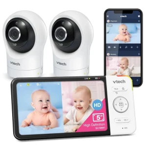 RM5764-2HD 1080p Smart WiFi Remote Access 2 Camera BabyMonitor, 360° Pan & Tilt, 5" 720p HD Display, Night Vision