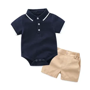 Formal Clothing Set Cotton Romper Top+ Shorts