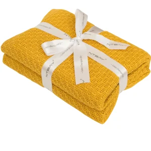 Natural Bamboo Cable Knit Toddler Blanket