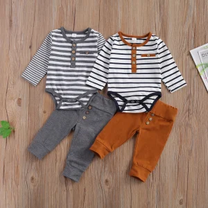 Baby Boy Girl Cotton Romper and Trousers Set