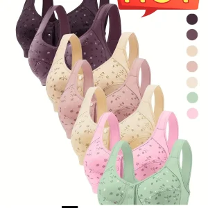 Elegant Front Buckle Breastfeeding Bra  – 7-Piece Set