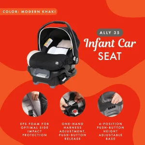 Baby Infant Car Seat Carrier with Harness and Cover for Babies Up to 35 Pounds