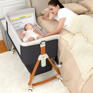 Baby Bedside Bassinet , 3 in 1 with Wheels