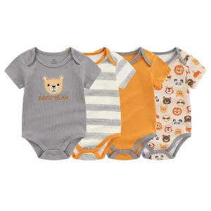 4-piece 100% Cotton Baby Boys and Girls Jumpsuits