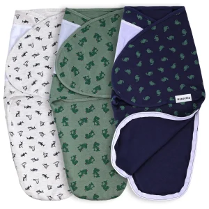 Baby Cotton Swaddle Sleep Sacks with Zipper, Easy Diaper Change, 3-Pack
