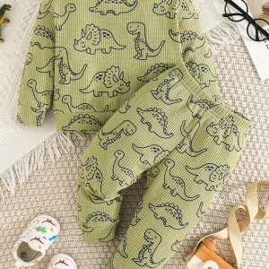 Toddler Dinosaur Print Knit Pants Set