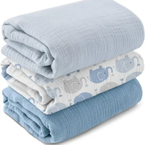 3-Pack Muslin 100% Cotton Swaddle Blankets for Newborns