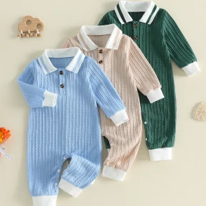 Baby Infant and Toddler Button-up Collar Jumper Romper