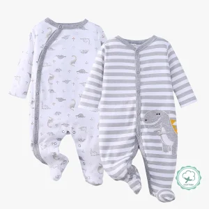 2 Piece Zip Footed Rompers for Infant and Baby