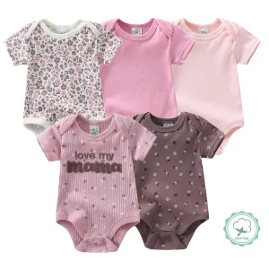 5pcs Set Newborn Baby Girl Cotton Rompers