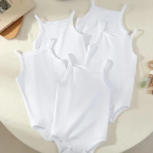 5pcs Baby Sleeveless Triangle 100% Cotton Rompers
