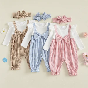 Baby Girl Jumpsuit Headband Outfit