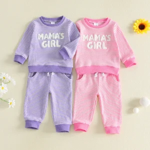 Girl 2-piece Outfit Striped Sweatshirt Pants