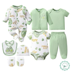 8pcs Newborn Baby Set, 100% Cotton Infant Essentials for Hospital Delivery