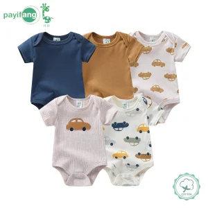 5-Piece Newborn Baby - 9M 100% Cotton Rompers