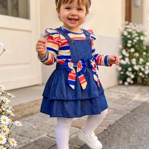 Baby/Toddler Skirt Romper Outfit With Head Bow