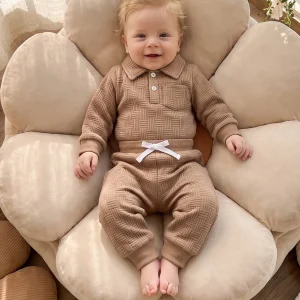 Baby Lapel Romper Pants 2 Pcs Outfit, 0-24M