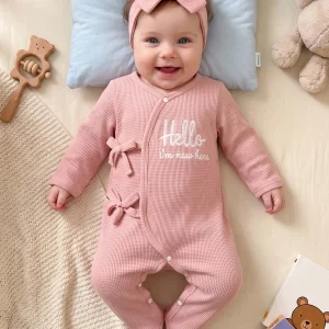 Baby Girls Footed Romper, Newborn to 9M
