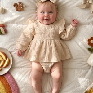 Dress- -Bow Baby Girl Outfits with Romper