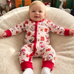 Front Christmas Zip Up Romper, Newborn - 18 Months