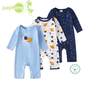 3-Pack Baby Long-Sleeve 100% Cotton Rompers 0-18 Months